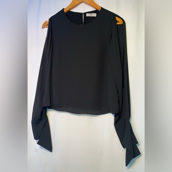 Ramy Brook Addy Open-Sleeve Silk Blouse In Black Size S - Picture 9 of 9